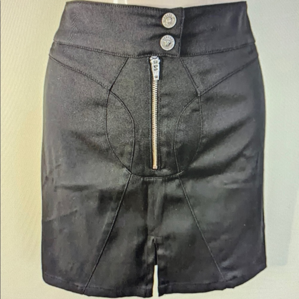 Black Mini Skirt with Button Detail